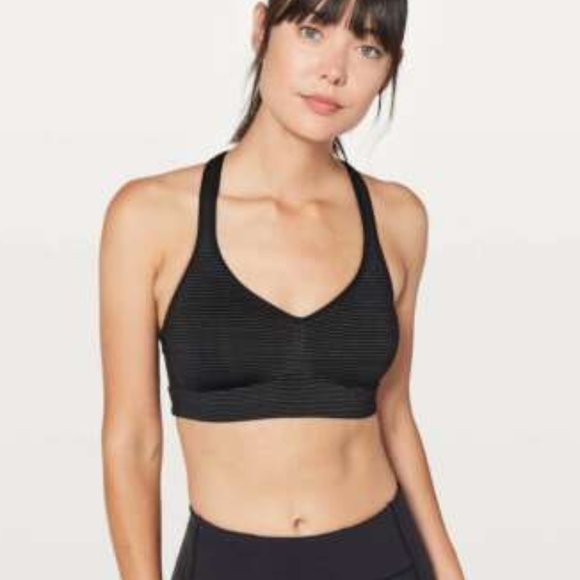 lululemon athletica Other - Lululemon Speed Up Bra Black Stripe Gold High Support Women's Size 6 H13358